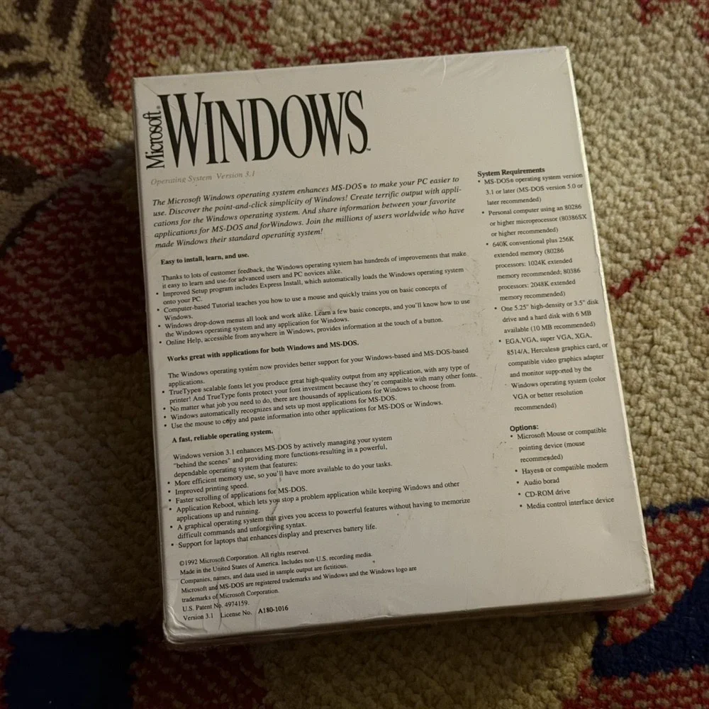 📦 Microsoft Windows 3.1 Operation System Sealed and Good Condition (Rare!)